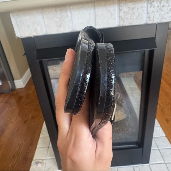 Zara Black Chunky Silver Buckle Hardware Edgy Slip on Slide Size 37/6.5 - Picture 5 of 7